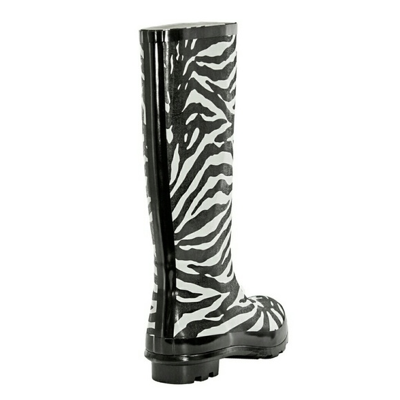 Women's Rainboots, Rubber Tall Rain boots, RB-1401, Zebra, Size 5 - Picture 3 of 4